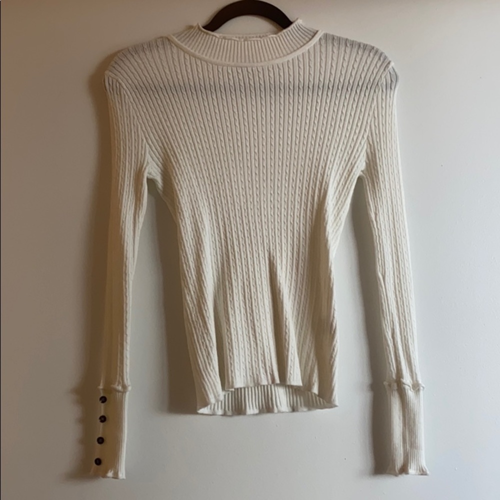 Mock turtle neck cable knit sweater